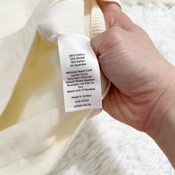 Women Talbots Petite Cotton Blend Turtleneck Sweatshirt in Cream Size Large - Picture 6 of 8